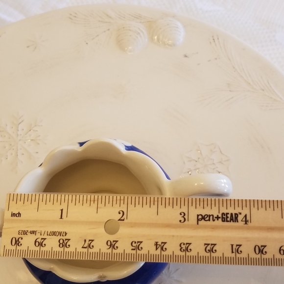 Set of 2 Beautiful Glazed  Ceramic Creamer Sugar Set Blue Floral - Picture 16 of 16